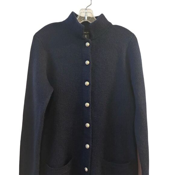 Adrienne Vittadini Women's Blue Long Jacket Lion Buttons Size L - Picture 2 of 14